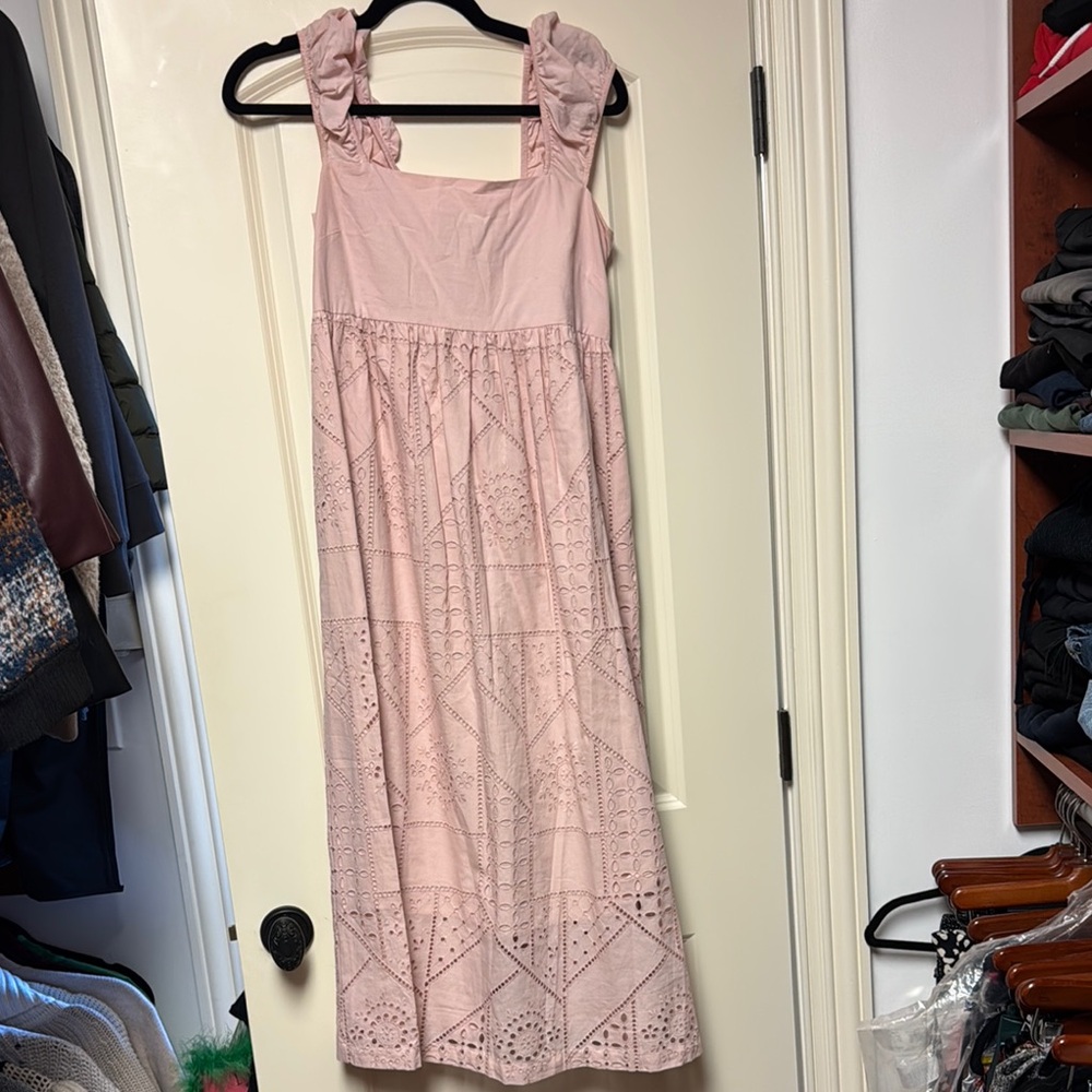 Chic Blush Maternity Eyelet Maxi Dress